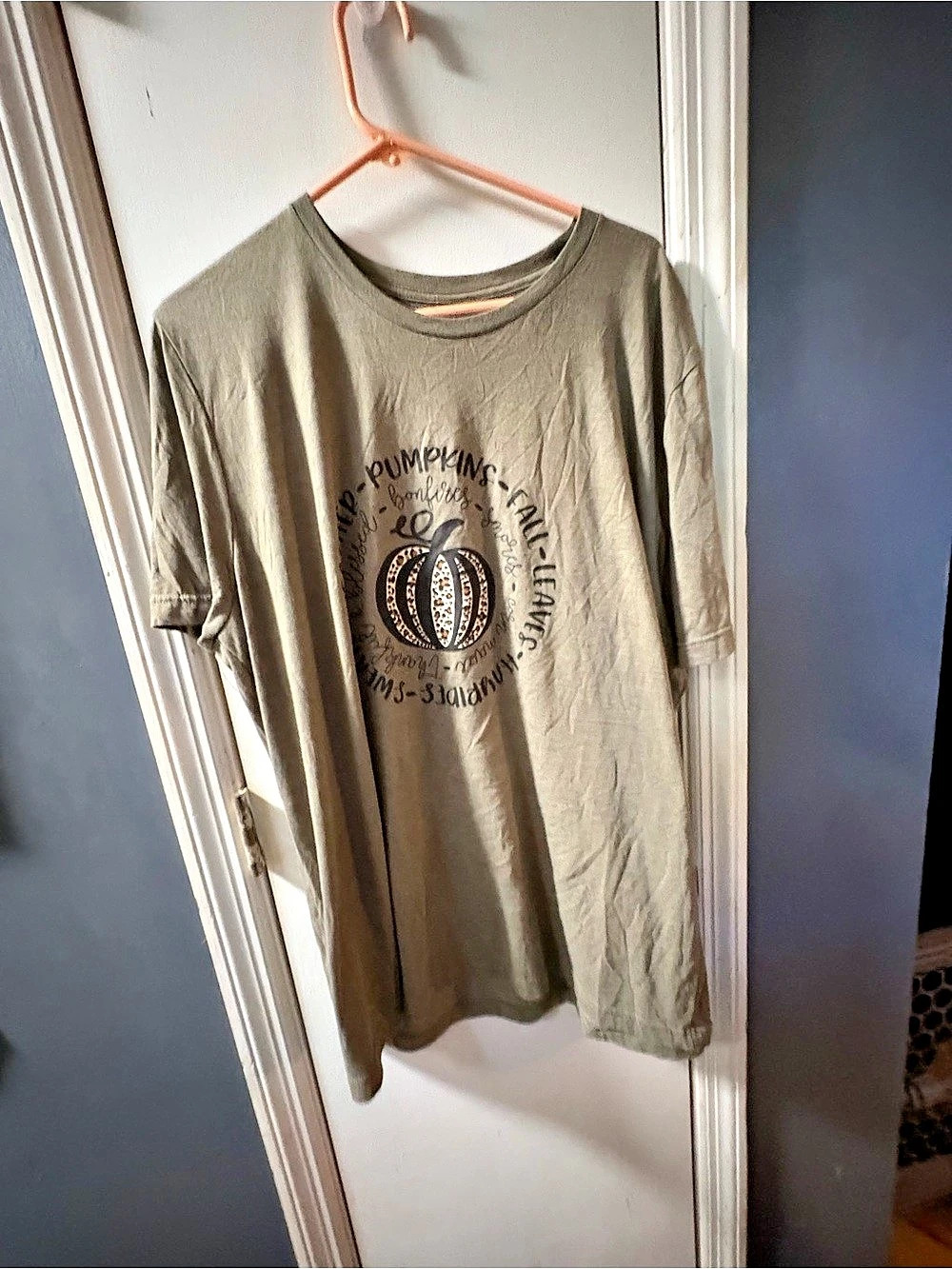 Pumpkin Graphic Short Sleeve Tee in Green size 2X